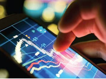 stock charts on a phone or tablet